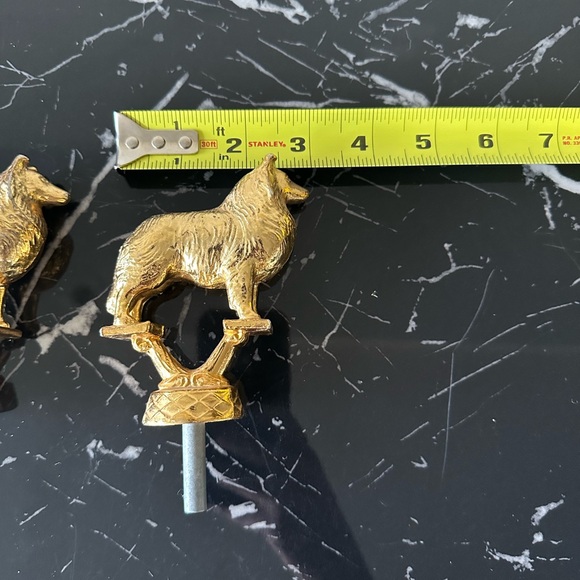 Set of 3 Heavy Gold Dog Trophy Topper/ Screw-On Decor Vintage - Picture 12 of 13